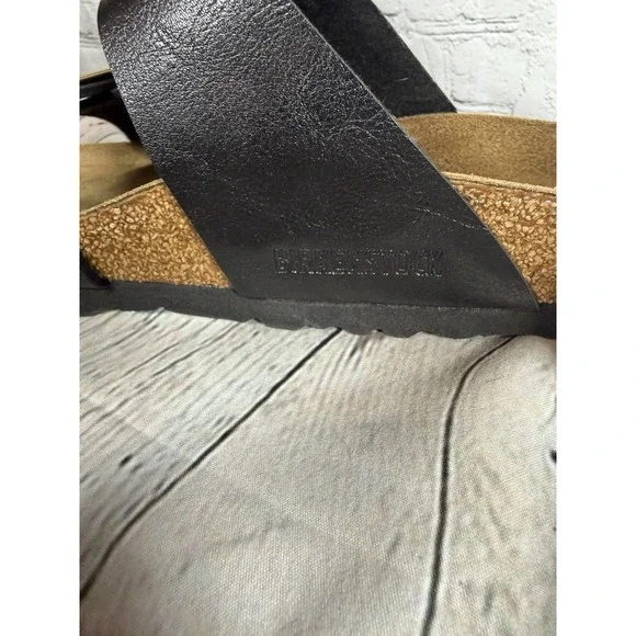 Birkenstock Arizona Big Gold Buckle Sandals Black Leather EU 40 W 9.5 EXCELLENT - Picture 9 of 9